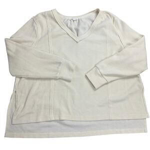 Blu Pepper Women’s Small Cream V-Neck Long Sleeve Textured Knit Casual Pullover